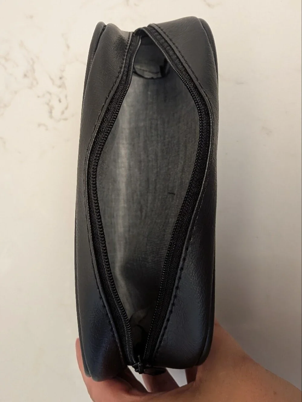 Faux Black Leather Cosmetic Bag Travel Minimalist